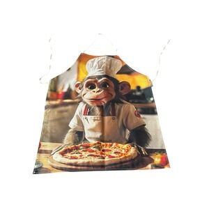 NEW novelty adult ONE SIZE apron full coverage canvas funny MONKEY PIZZA CHEF